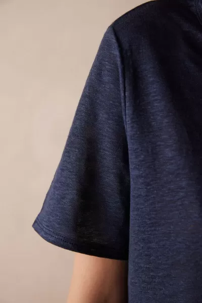 Maglie Maniche Corte Donna 243J - Blu Marinaio Maglia Manica Corta In Lino Intimissimi Ultimo Modello