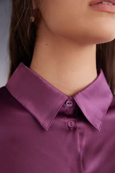 Donna Intimissimi Camicia Manica Lunga In Seta Camicie 345J - Viola Unico