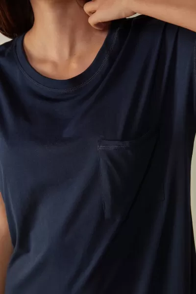 1467 - Blu Intenso Camicia Da Notte In Cotone Supima® Ultrafresh Intimissimi Donna Esclusivo Camicie Da Notte