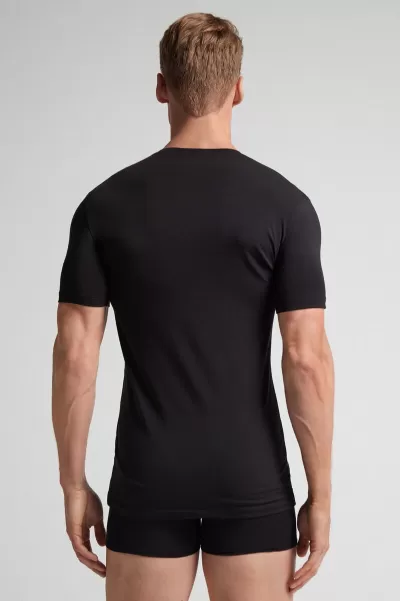 T-Shirt / Polo 019 - Nero Imballaggio Intimissimi T-Shirt In Cotone Supima® Elasticizzato Con Scollo A V Uomo