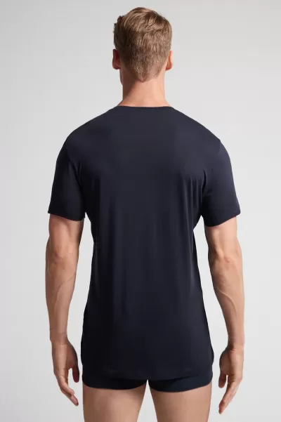 Uomo Negozio T-Shirt In Cotone Supima® Extrafine Intimissimi 800 - Blu Notte T-Shirt / Polo