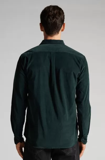 Intimissimi 132J - Verde Scuro Esclusivo Camicia In Velluto A Coste Uomo Camicie