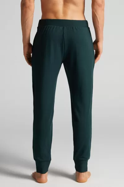 Intimissimi Uomo Pantalone Lungo In Modal/Cashmere 132J - Verde Scuro 2024 Pantaloni