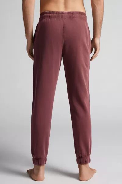 Pantalone Lungo In Felpa Washed Collection Qualità Intimissimi Uomo 4891 - Rosso Bordeaux Pantaloni
