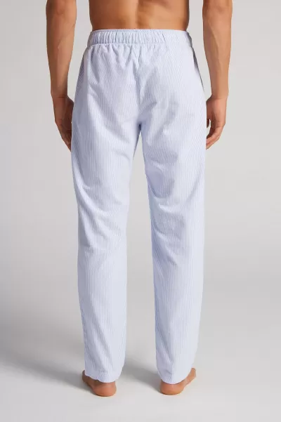 Intimissimi Uomo Pantalone Lungo In Tela Millerighe Offerta Speciale Pantaloni 357J - Millerighe Bianco/Azzurro